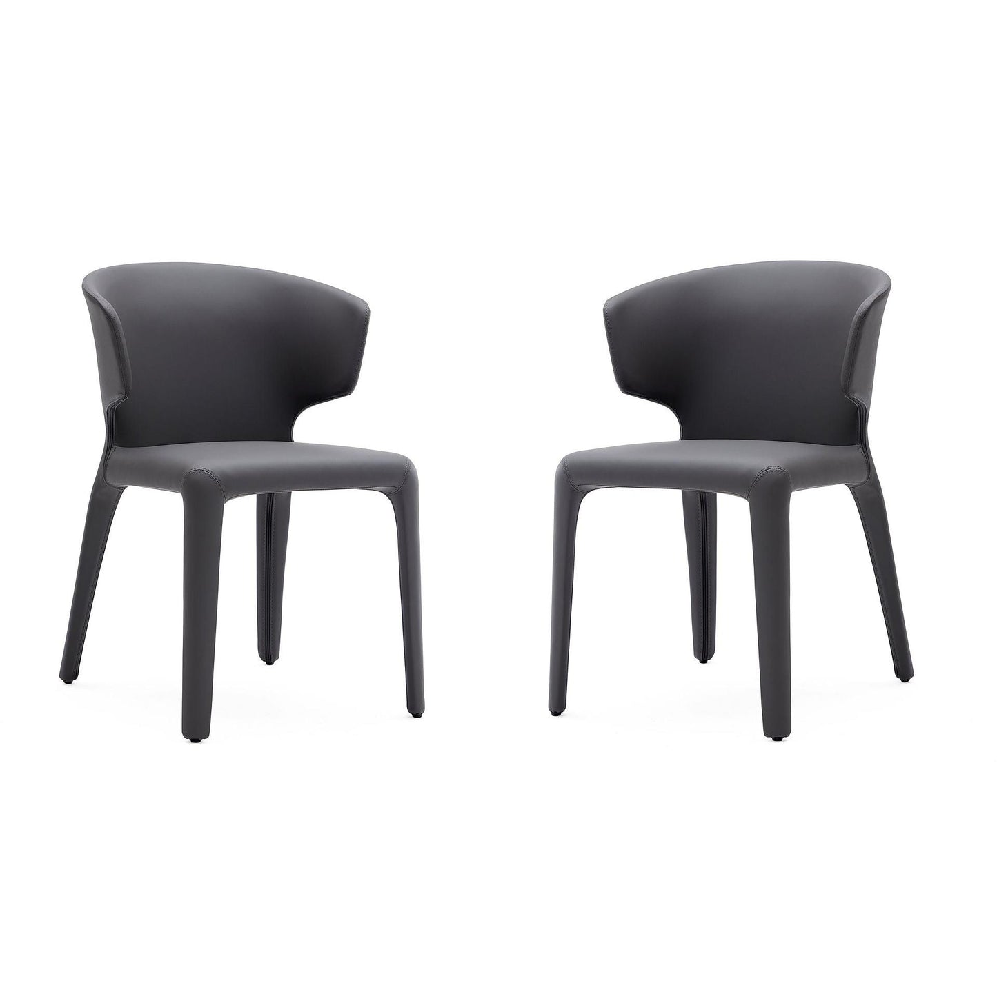 Manhattan Comfort Conrad Gray Faux Leather Dining Chairs In A Set Of 2