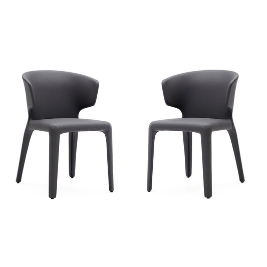 Manhattan Comfort Conrad Gray Faux Leather Dining Chairs In A Set Of 2