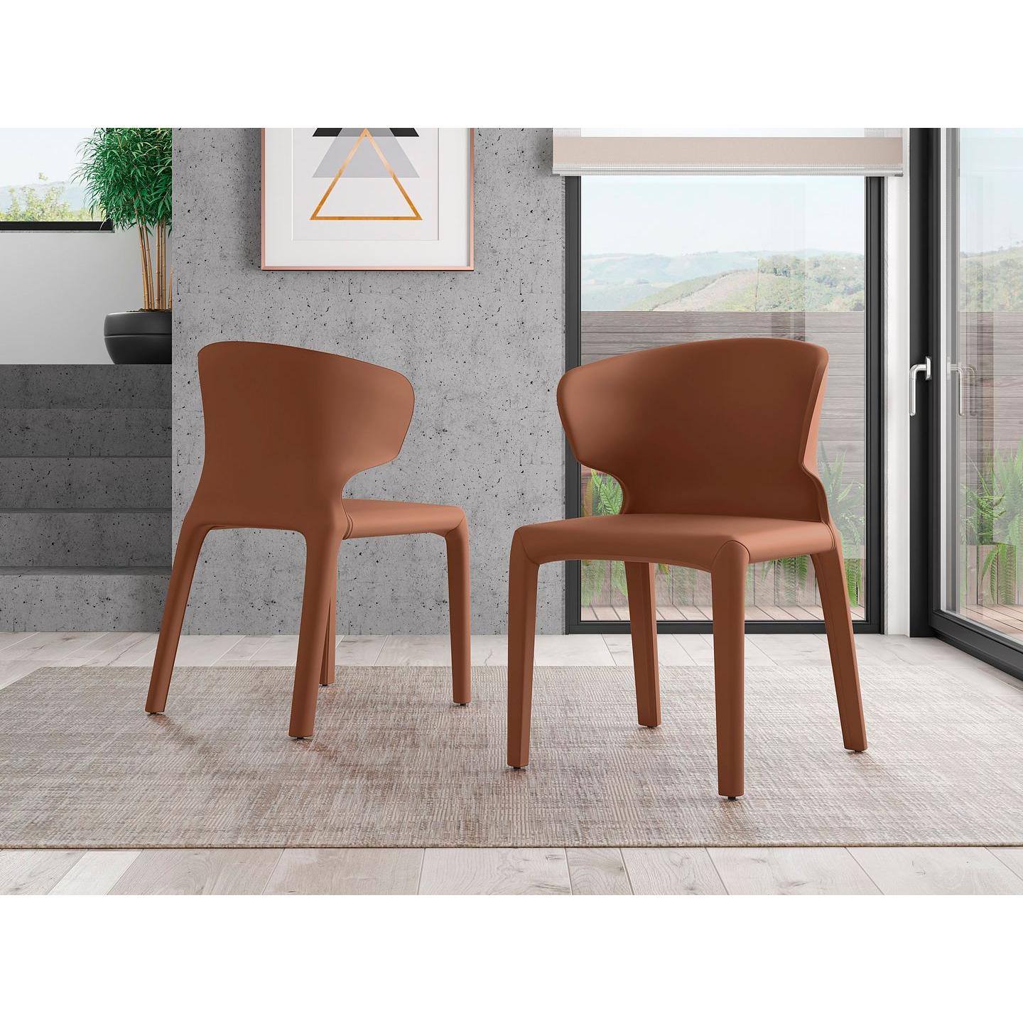 Manhattan Comfort Conrad Saddle Faux Leather Dining Chairs In A Set Of 2