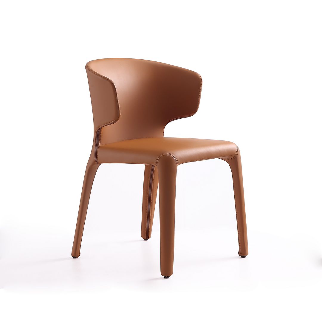 Manhattan Comfort Conrad Saddle Faux Leather Dining Chairs In A Set Of 2
