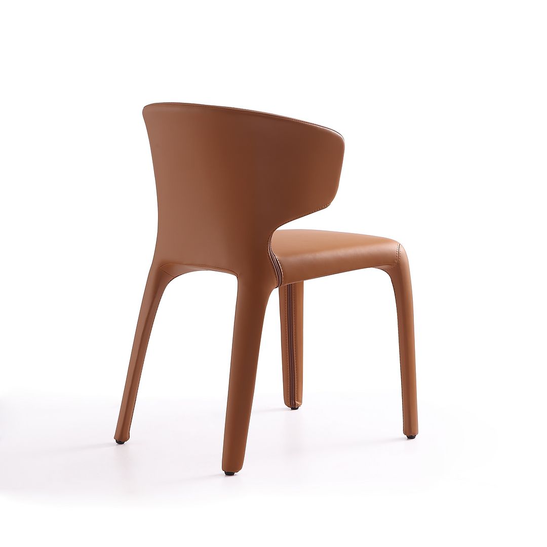 Manhattan Comfort Conrad Saddle Faux Leather Dining Chairs In A Set Of 2
