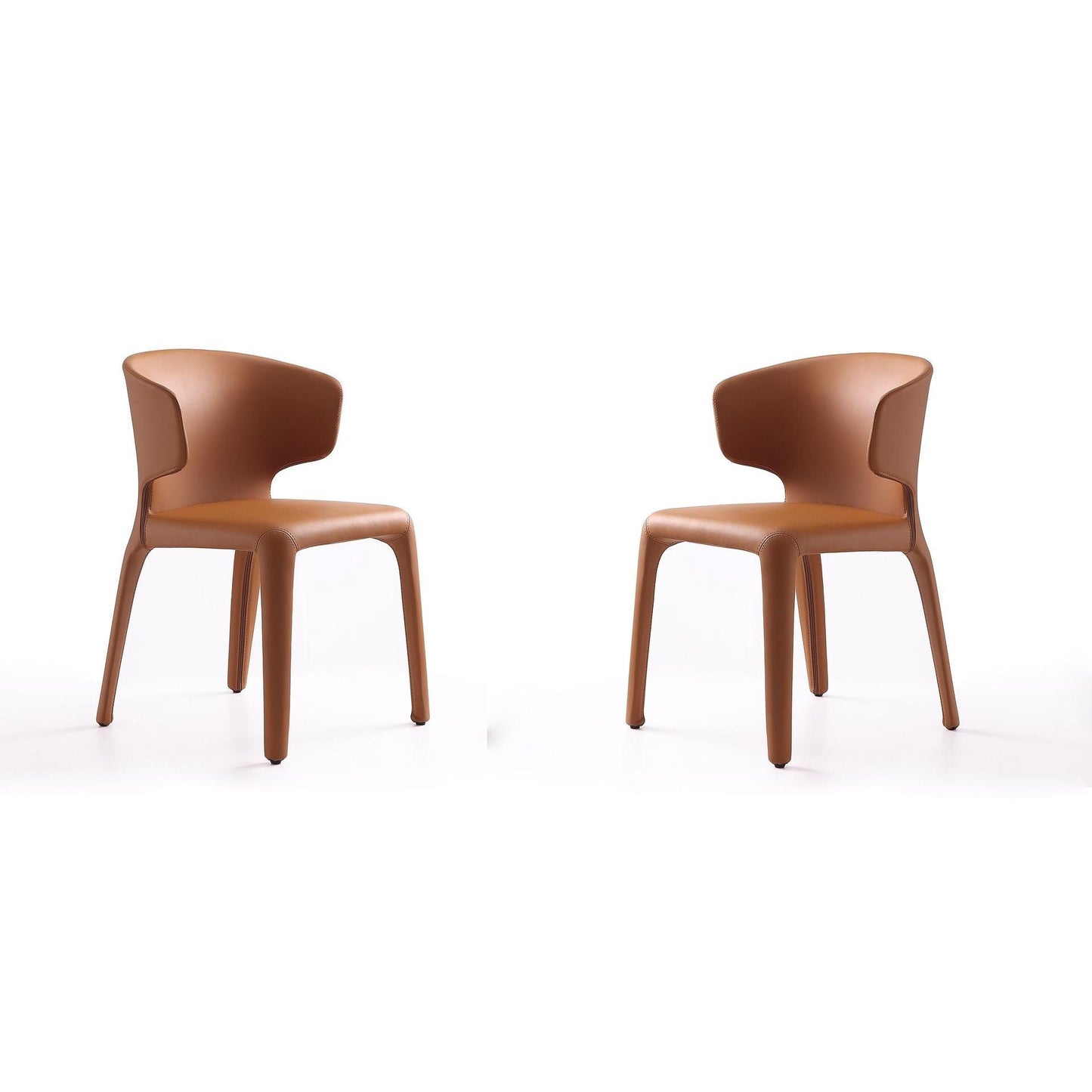 Manhattan Comfort Conrad Saddle Faux Leather Dining Chairs In A Set Of 2
