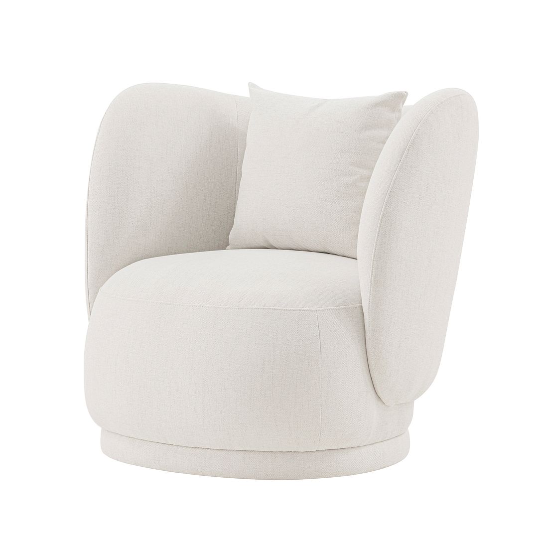 Manhattan Comfort Contemporary Siri 2-Piece Linen Accent Chair With Pillows In Cream