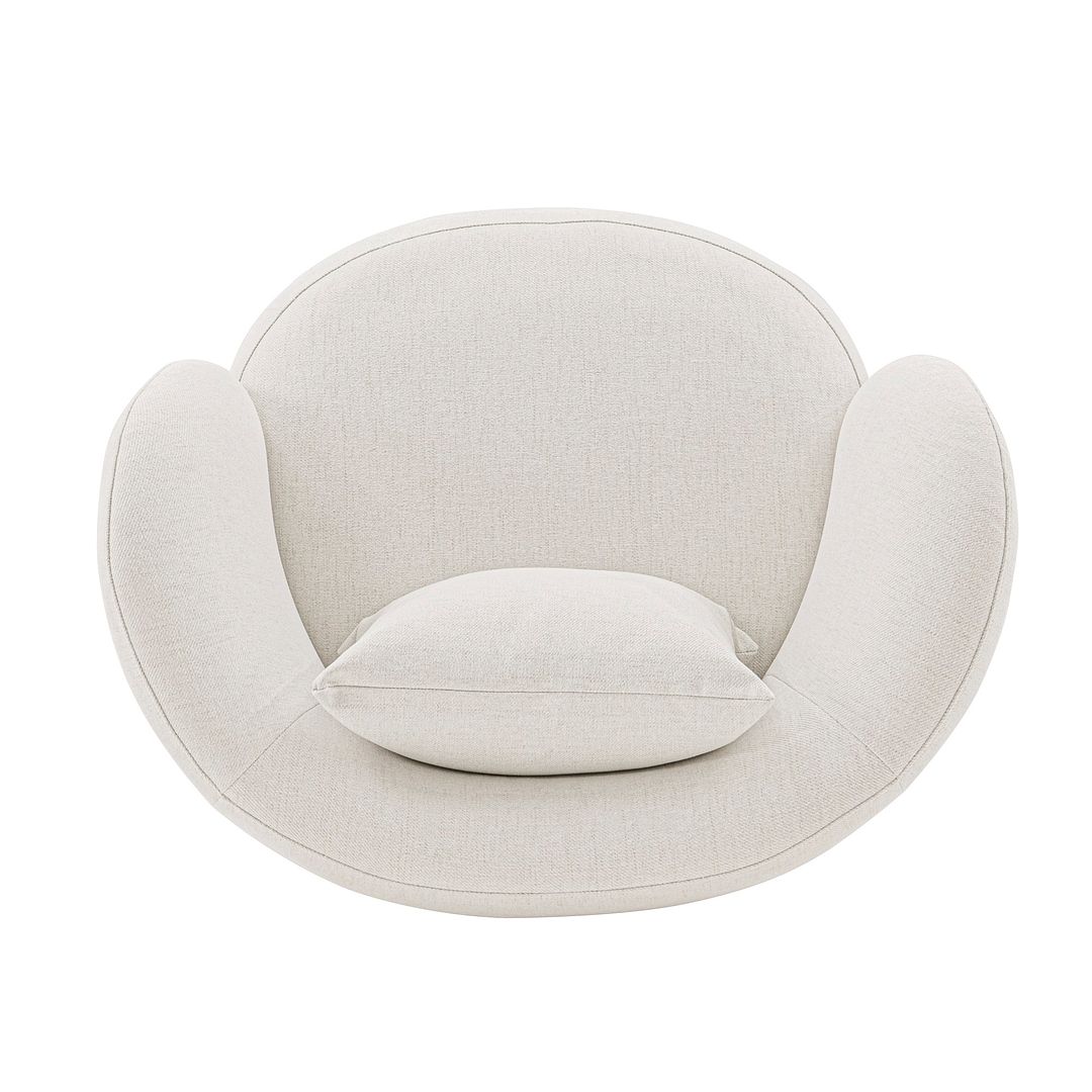 Manhattan Comfort Contemporary Siri 2-Piece Linen Accent Chair With Pillows In Cream