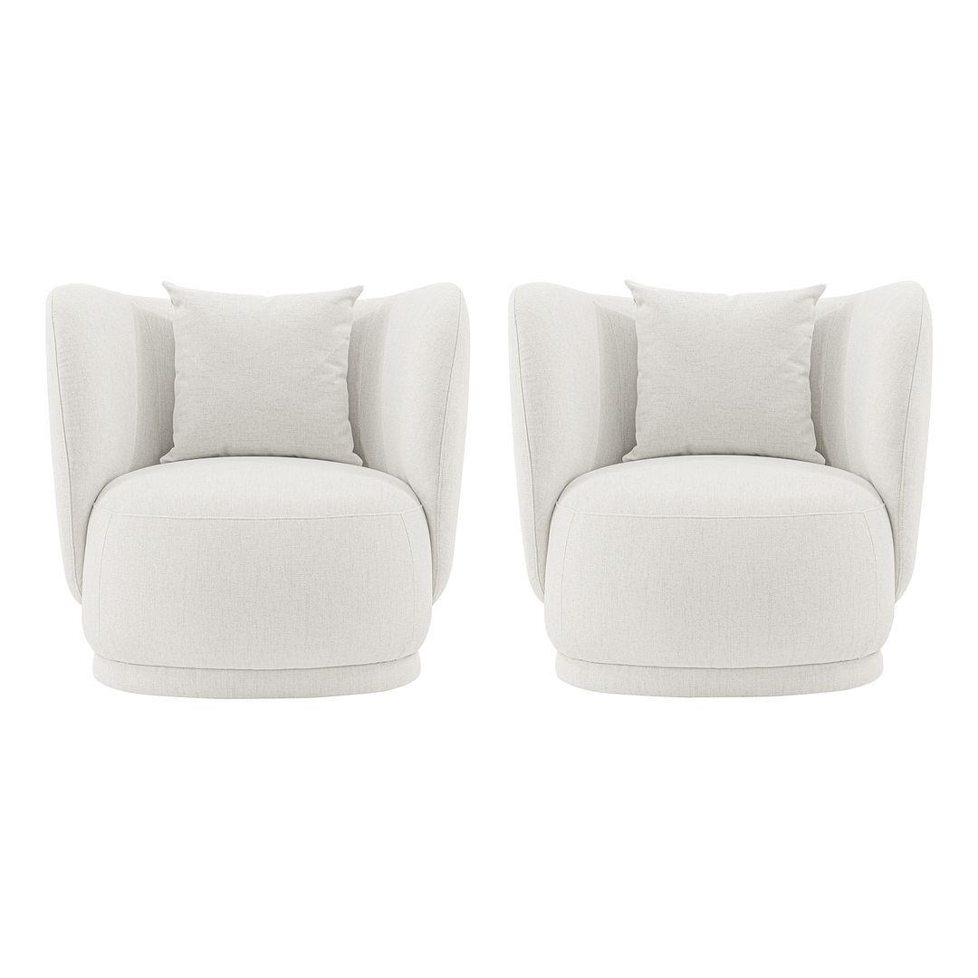 Manhattan Comfort Contemporary Siri 2-Piece Linen Accent Chair With Pillows In Cream