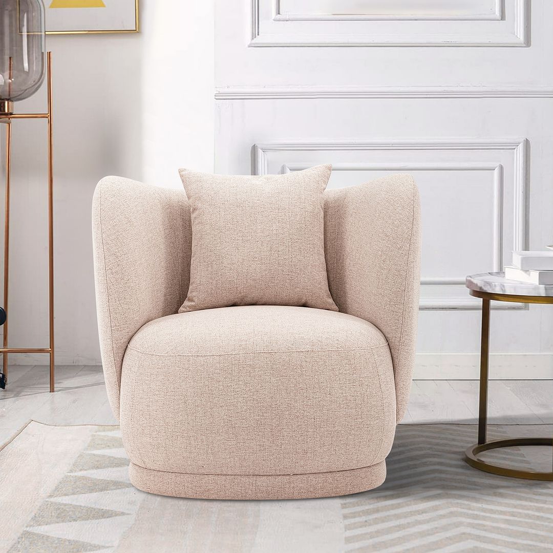 Manhattan Comfort Contemporary Siri 2-Piece Linen Accent Chair With Pillows In Wheat