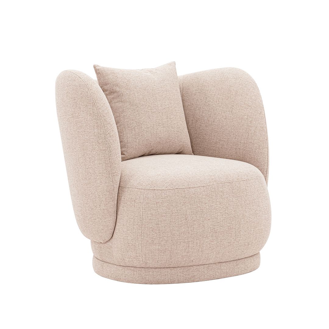 Manhattan Comfort Contemporary Siri 2-Piece Linen Accent Chair With Pillows In Wheat