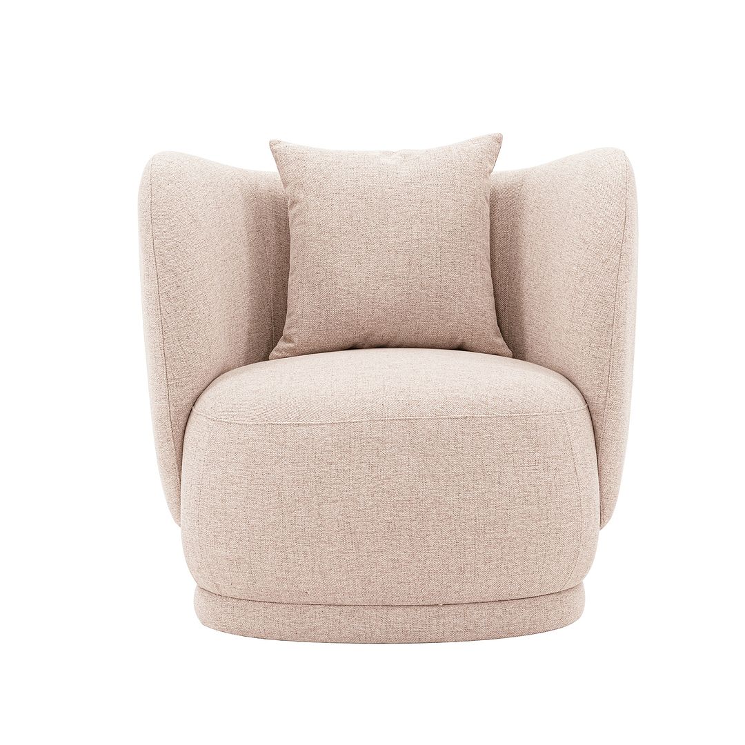 Manhattan Comfort Contemporary Siri 2-Piece Linen Accent Chair With Pillows In Wheat