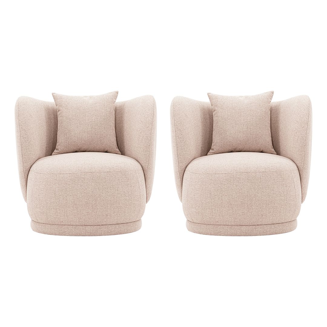 Manhattan Comfort Contemporary Siri 2-Piece Linen Accent Chair With Pillows In Wheat