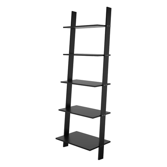 Manhattan Comfort Cooper 5-Shelf Floating Ladder Bookcase Cabinet In Black