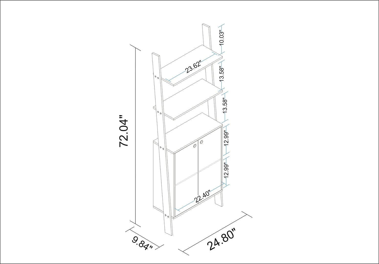 Manhattan Comfort Cooper Ladder Display Cabinet With 2 Floating Shelves In Black