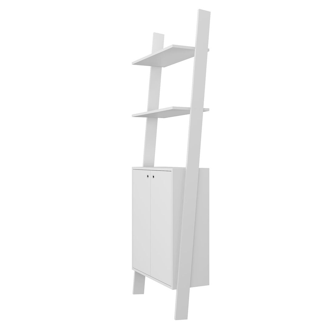 Manhattan Comfort Cooper Ladder Display Cabinet With 2 Floating Shelves In White
