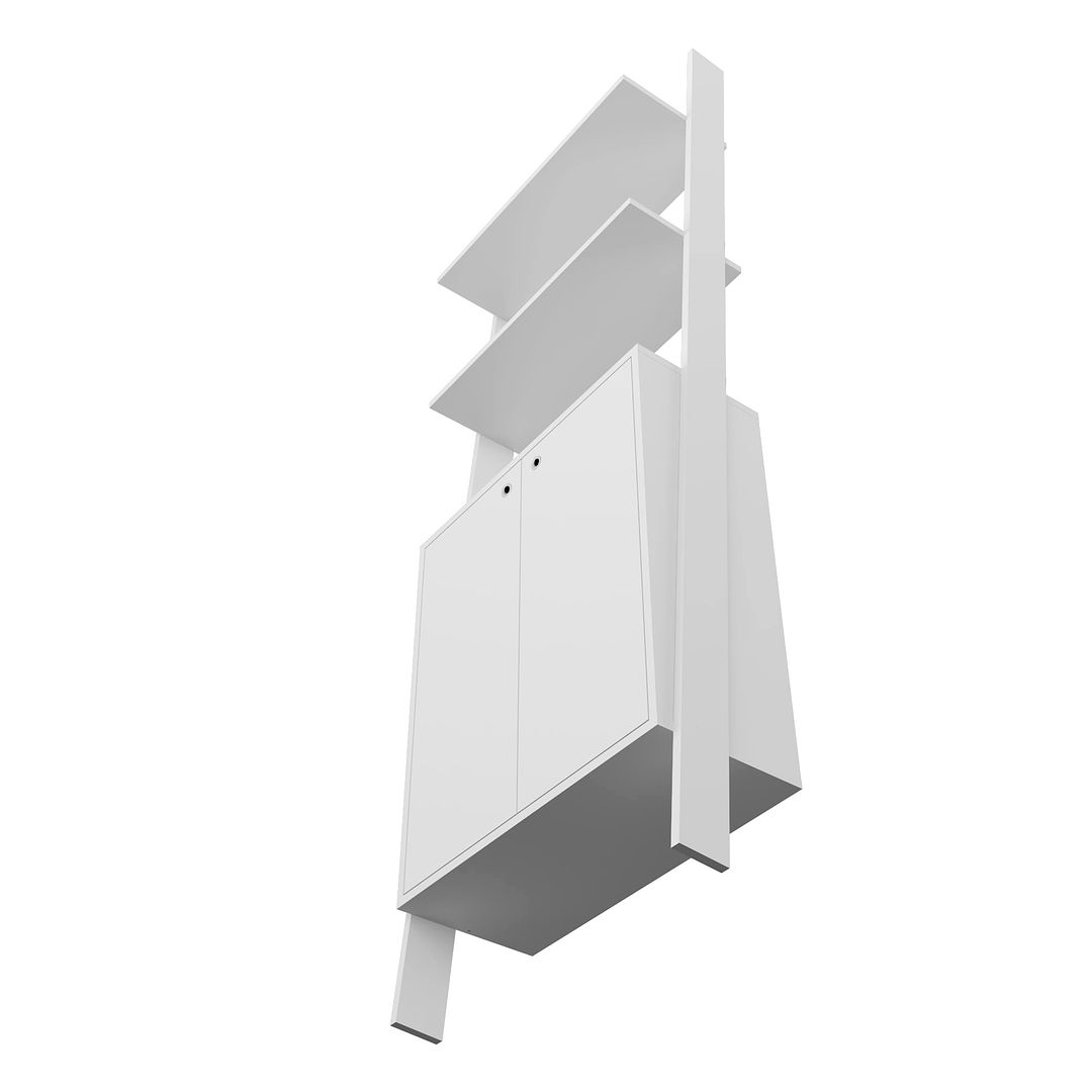Manhattan Comfort Cooper Ladder Display Cabinet With 2 Floating Shelves In White