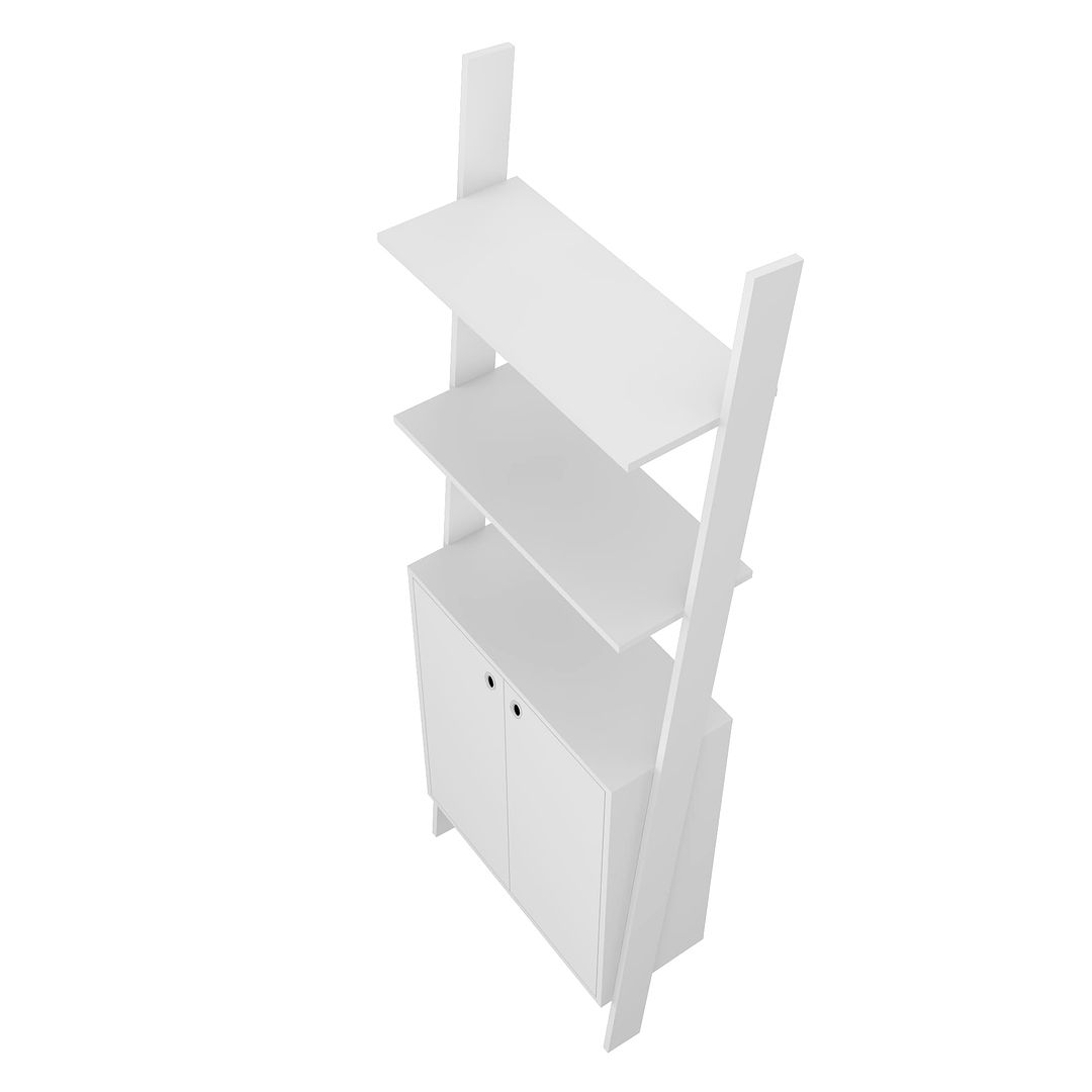 Manhattan Comfort Cooper Ladder Display Cabinet With 2 Floating Shelves In White