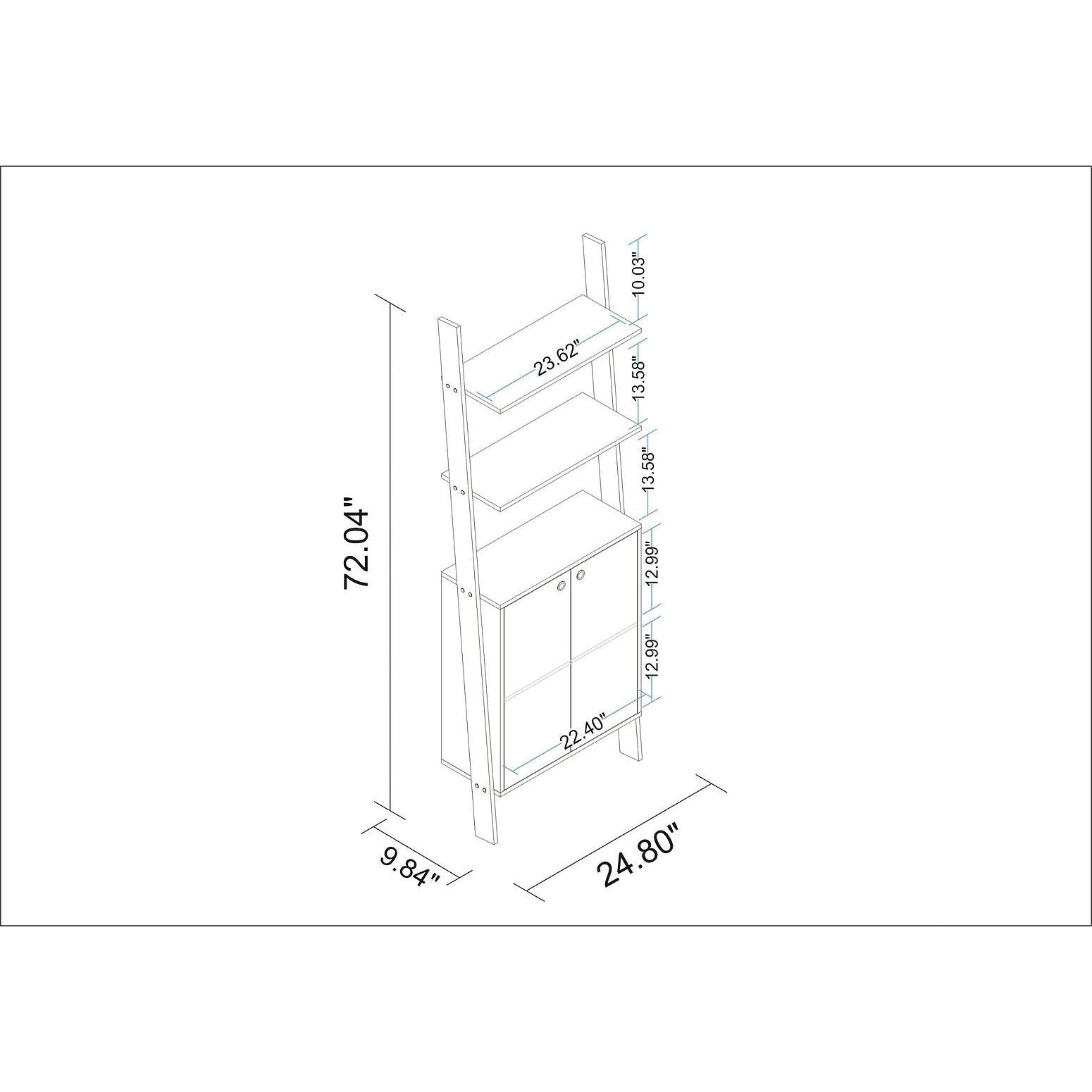 Manhattan Comfort Cooper Ladder Display Cabinet With 2 Floating Shelves In White