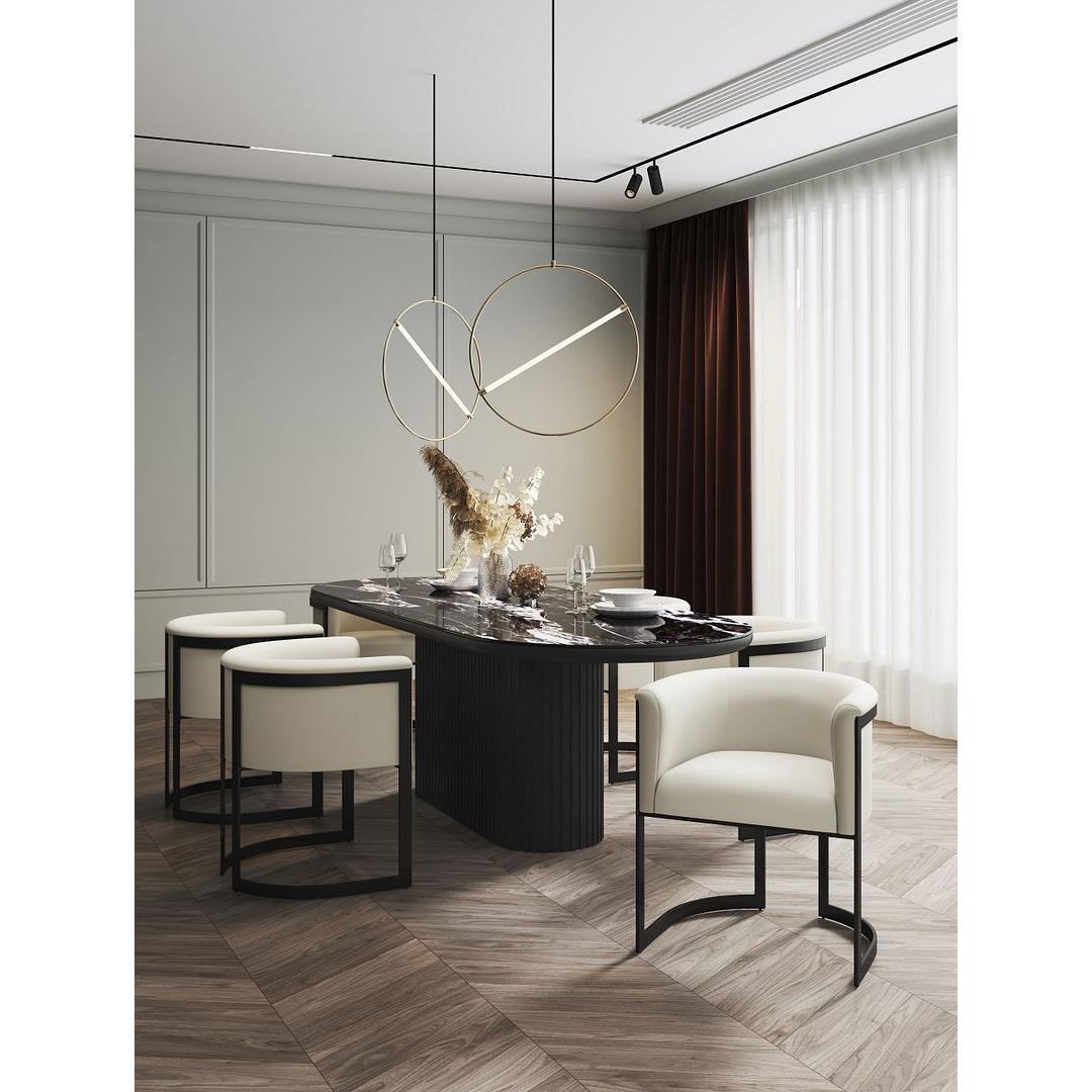 Manhattan Comfort Corso Leatherette Dining Chair With Metal Frame In Cream