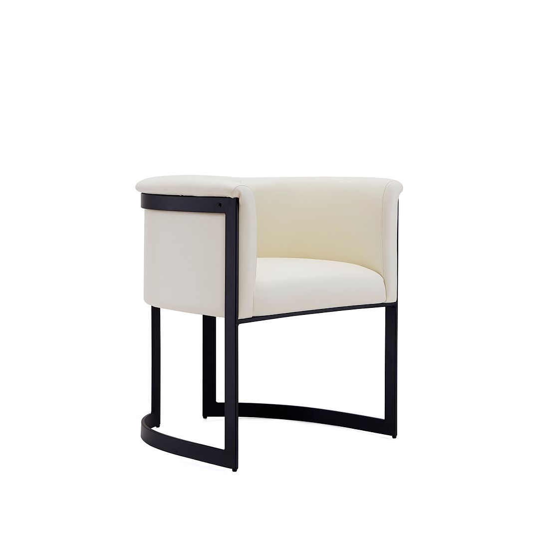 Manhattan Comfort Corso Leatherette Dining Chair With Metal Frame In Cream