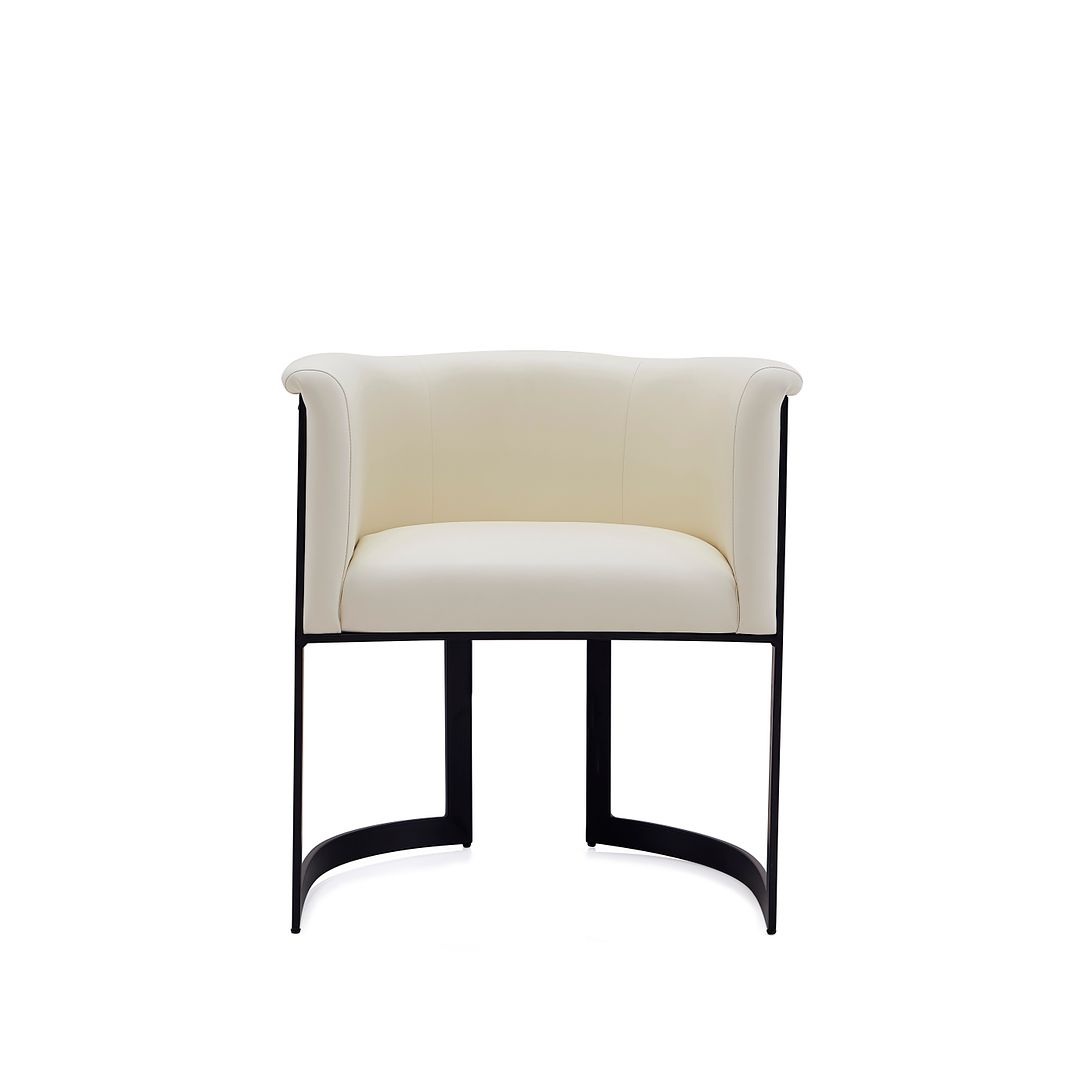 Manhattan Comfort Corso Leatherette Dining Chair With Metal Frame In Cream