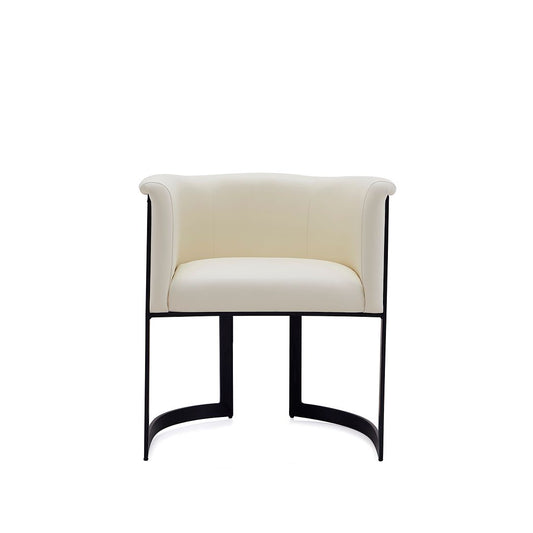 Manhattan Comfort Corso Leatherette Dining Chair With Metal Frame In Cream