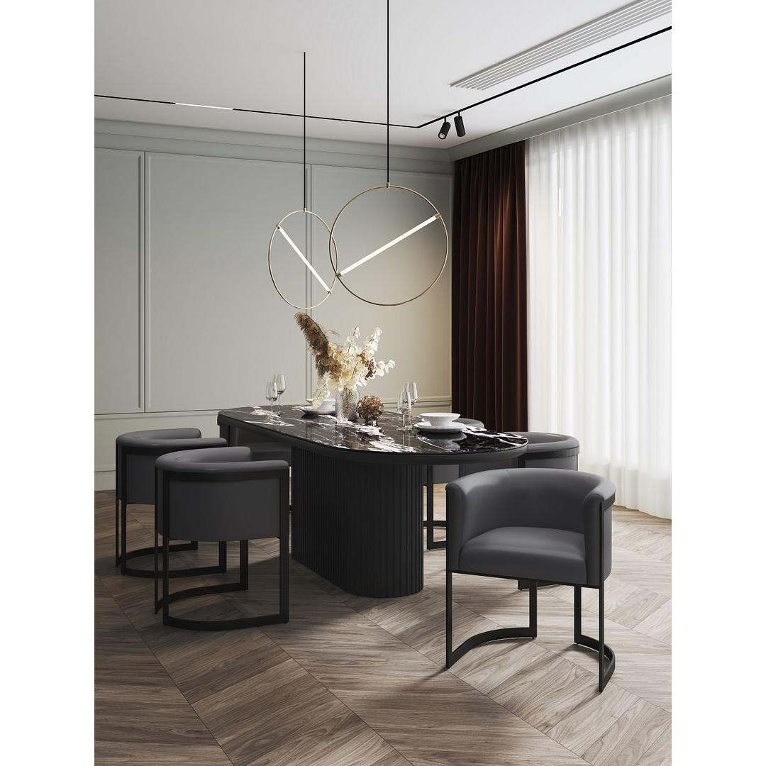 Manhattan Comfort Corso Leatherette Dining Chair With Metal Frame In Gray