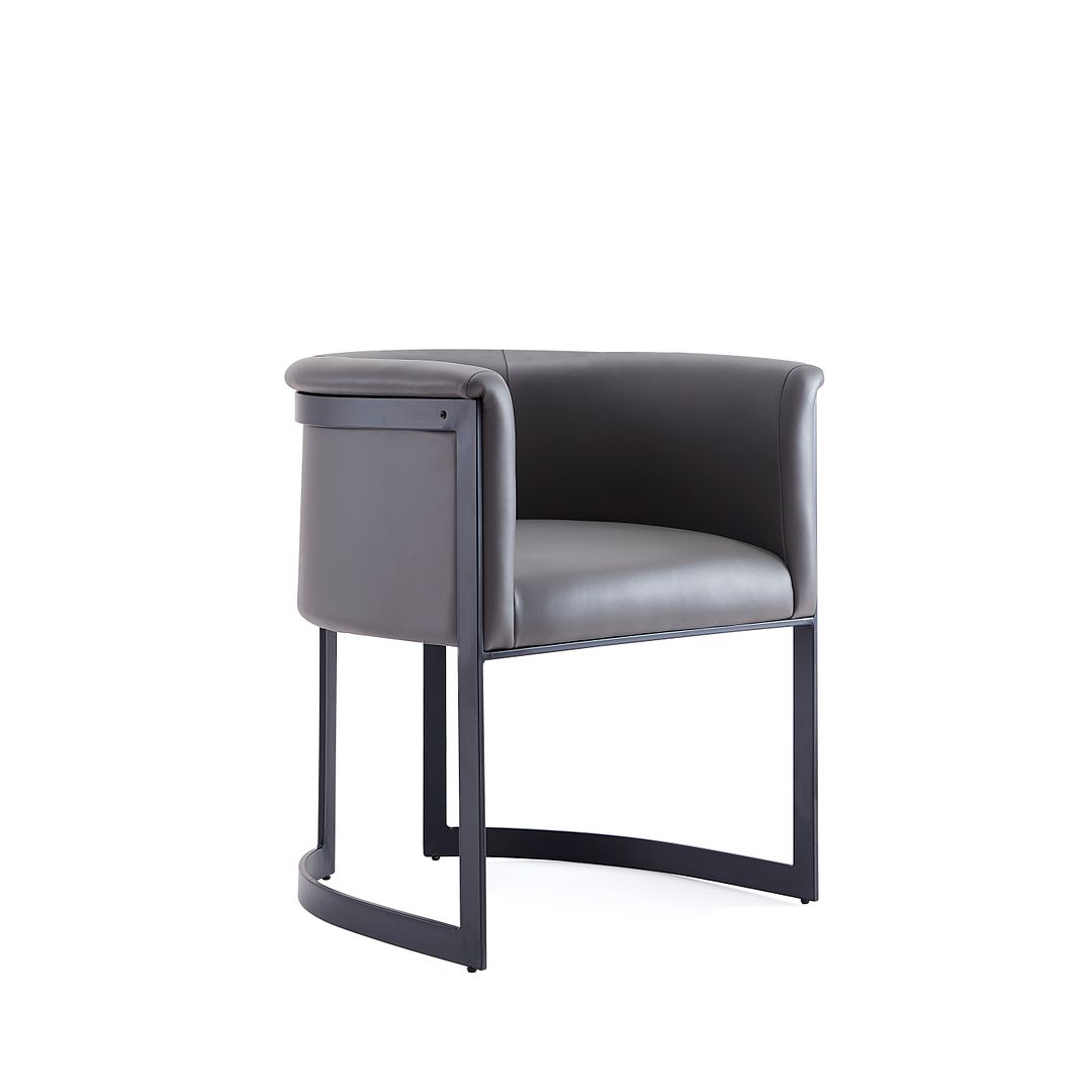 Manhattan Comfort Corso Leatherette Dining Chair With Metal Frame In Gray