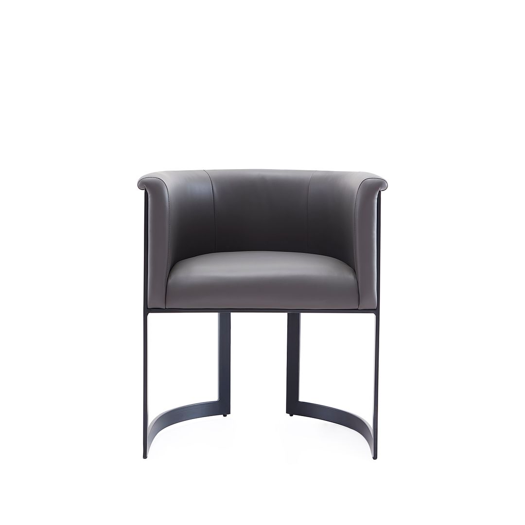 Manhattan Comfort Corso Leatherette Dining Chair With Metal Frame In Gray