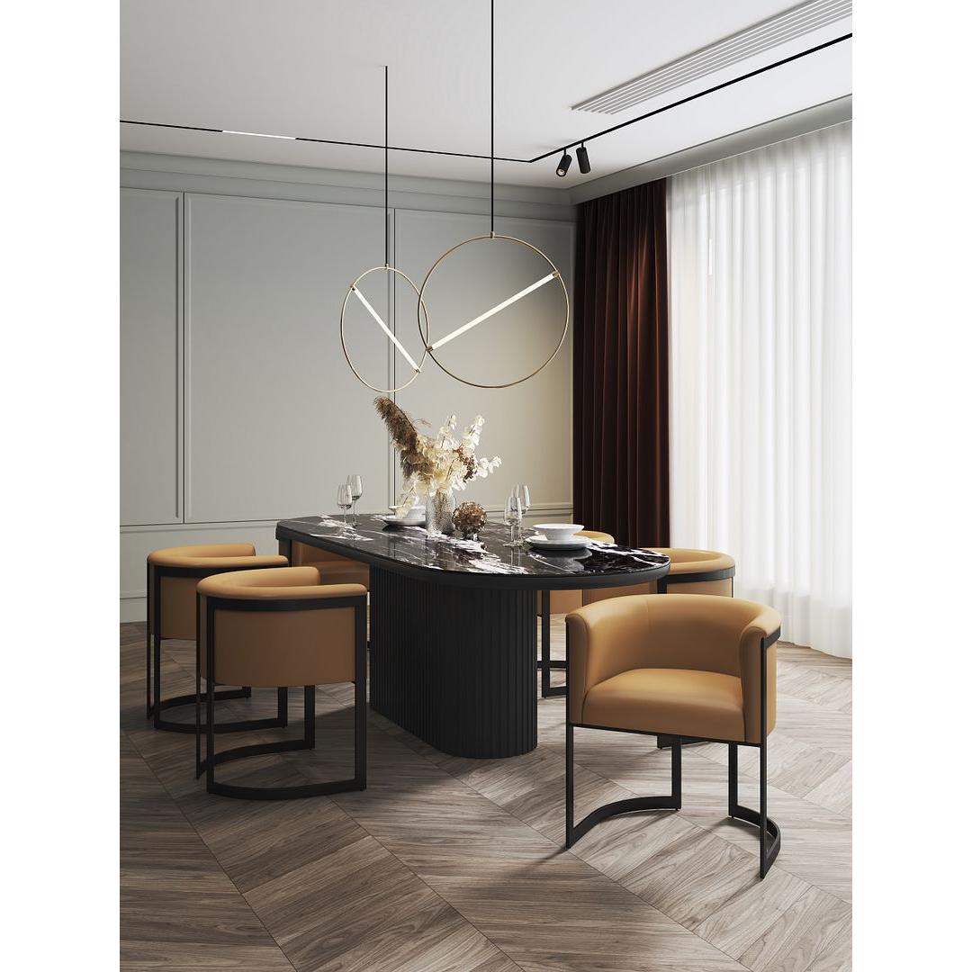 Manhattan Comfort Corso Leatherette Dining Chair With Metal Frame In Tan