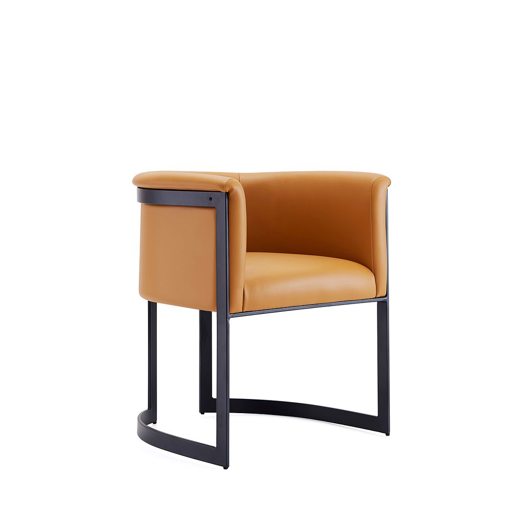 Manhattan Comfort Corso Leatherette Dining Chair With Metal Frame In Tan