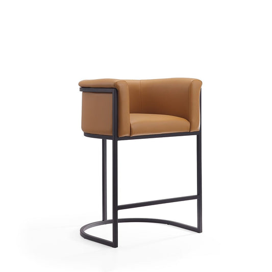Manhattan Comfort Cosmopolitan 34" Camel & Black Metal Counter Height Bar Stool