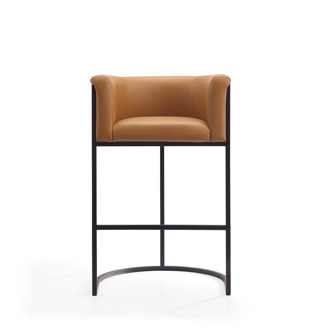 Manhattan Comfort Cosmopolitan 38"H Camel & Black Metal Barstool