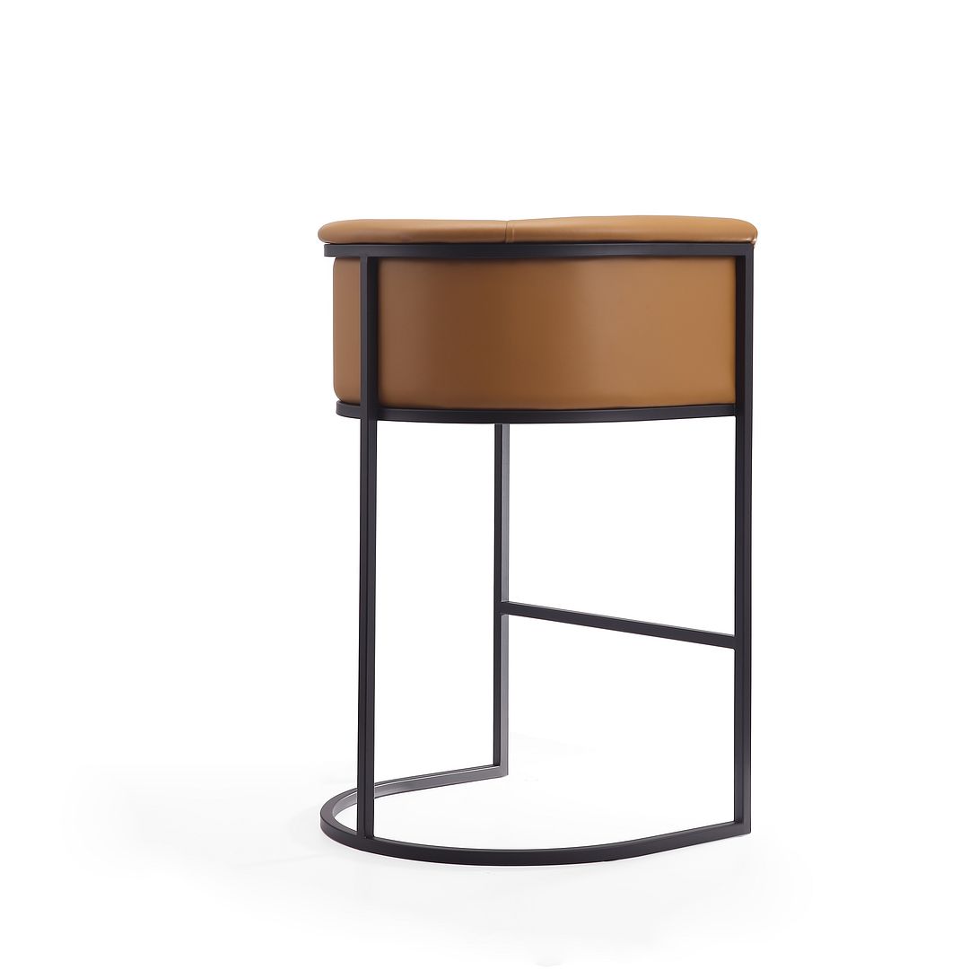 Manhattan Comfort Cosmopolitan 38"H Camel & Black Metal Barstool