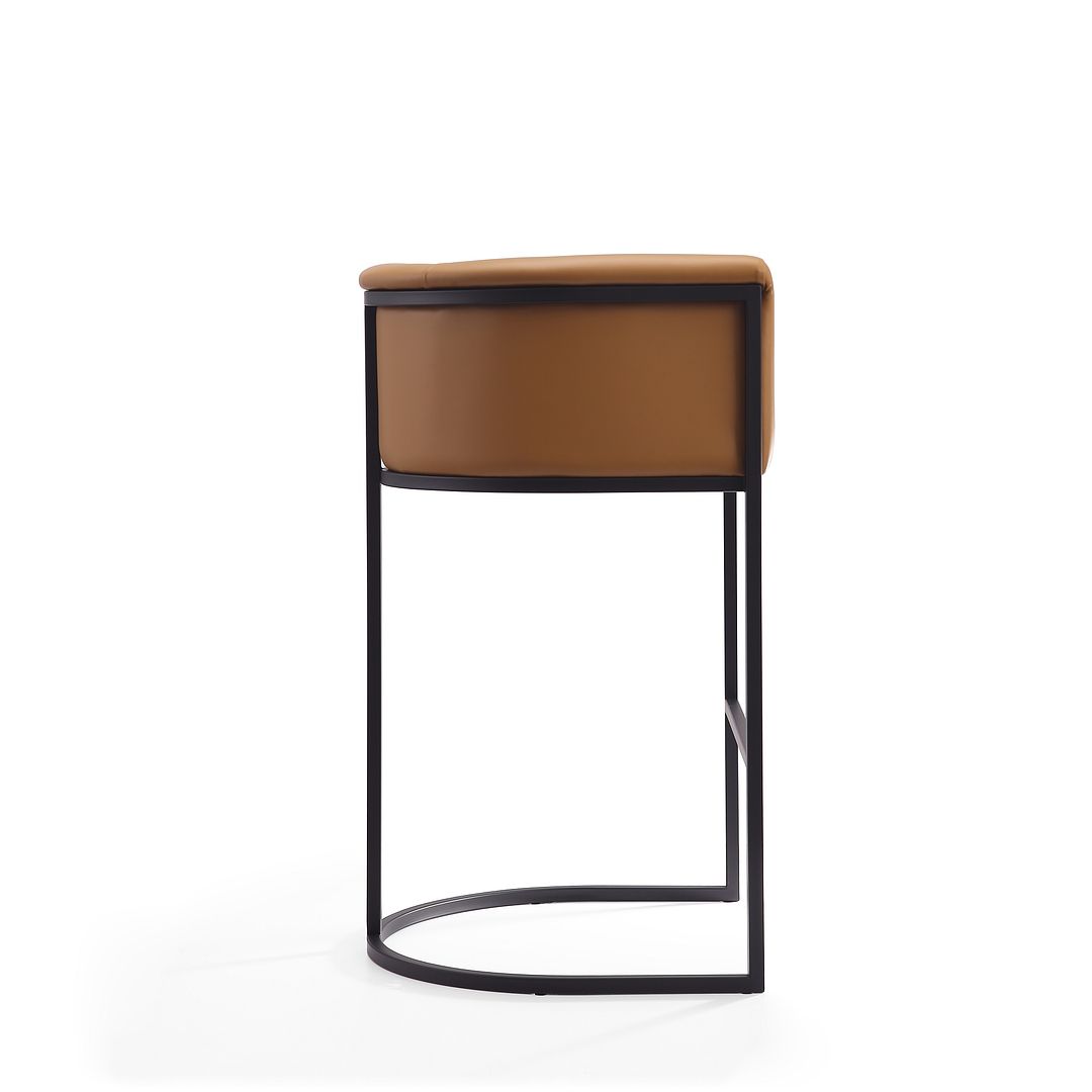 Manhattan Comfort Cosmopolitan 38"H Camel & Black Metal Barstool