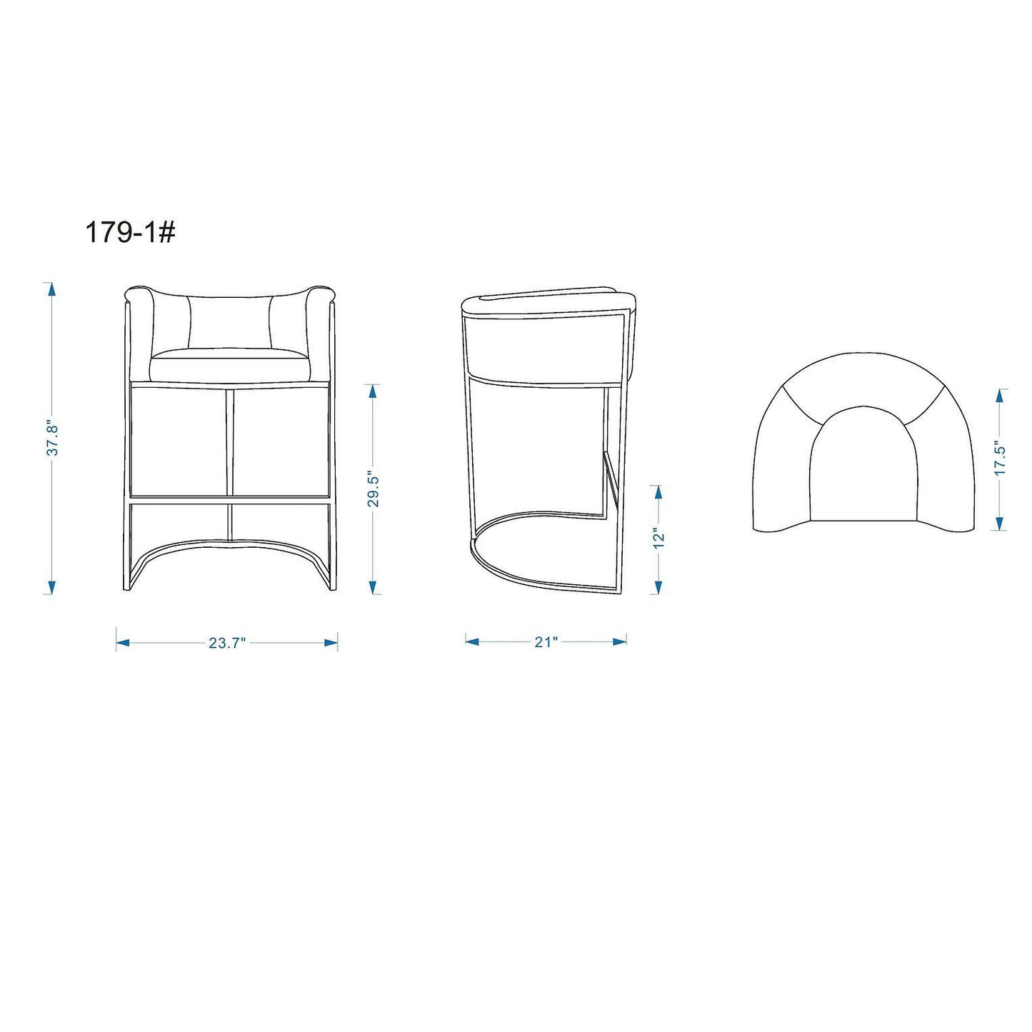 Manhattan Comfort Cosmopolitan 38"H Camel & Black Metal Barstool