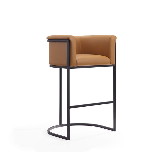 Manhattan Comfort Cosmopolitan 38"H Camel & Black Metal Barstool