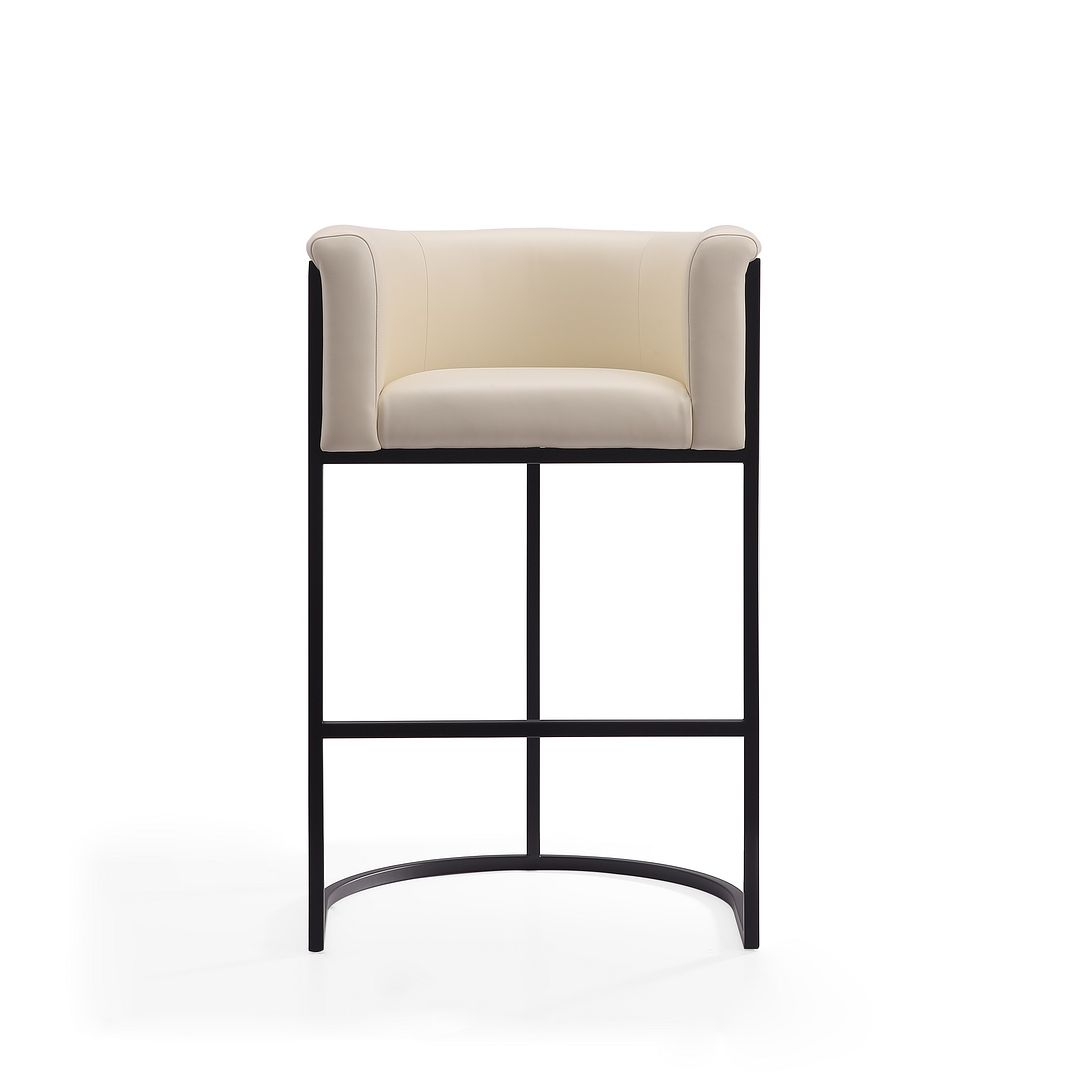 Manhattan Comfort Cosmopolitan 38"H Cream & Black Metal Barstool
