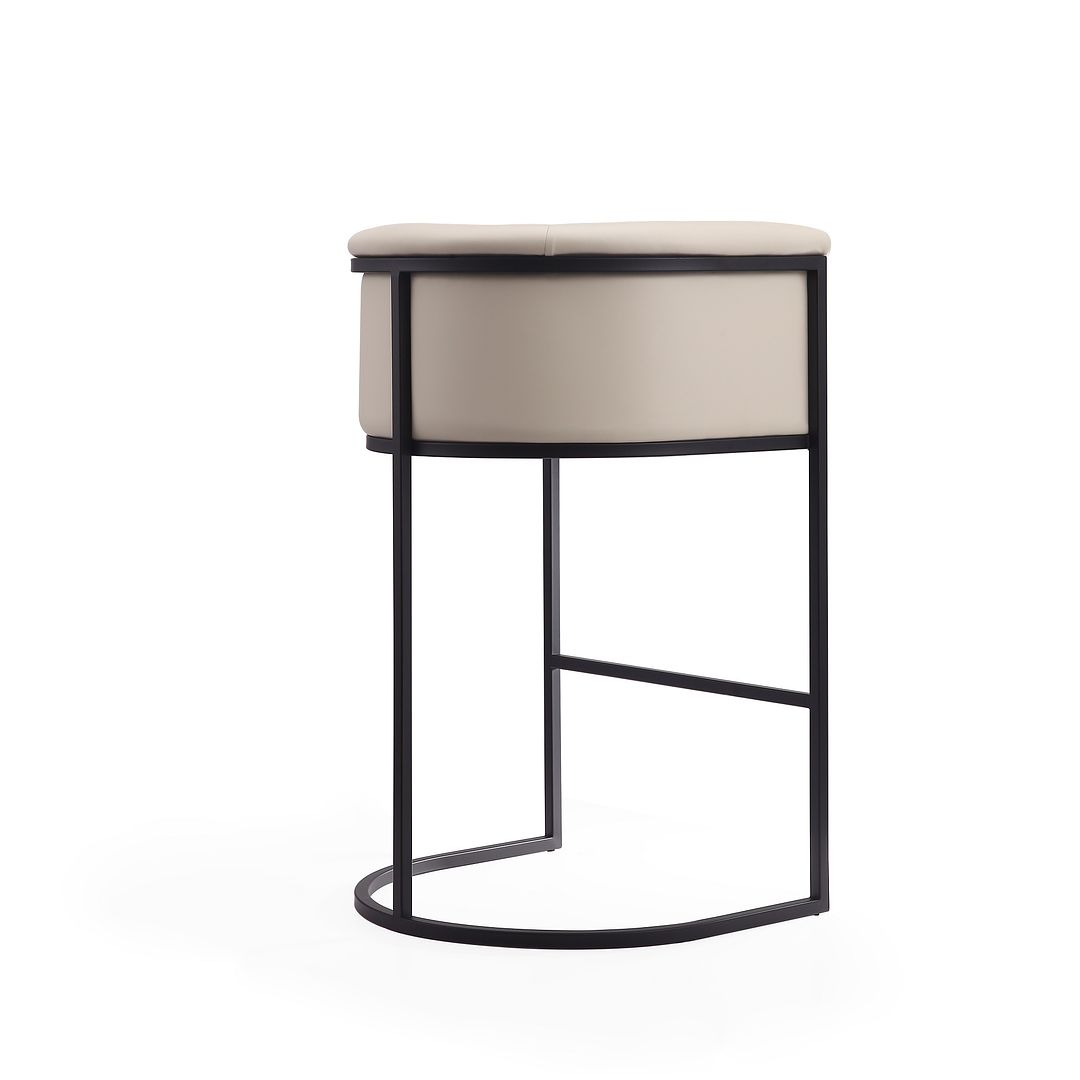 Manhattan Comfort Cosmopolitan 38"H Cream & Black Metal Barstool
