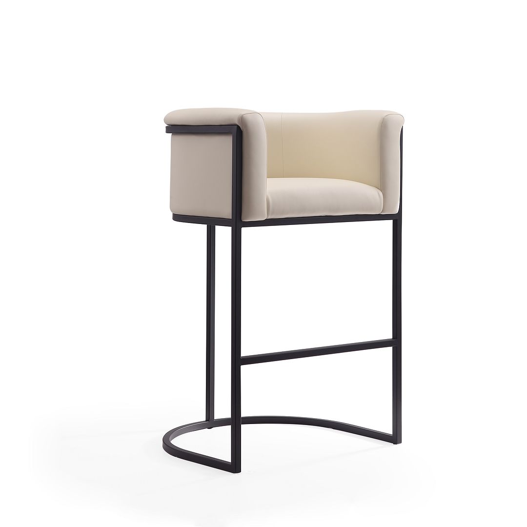 Manhattan Comfort Cosmopolitan 38"H Cream & Black Metal Barstool