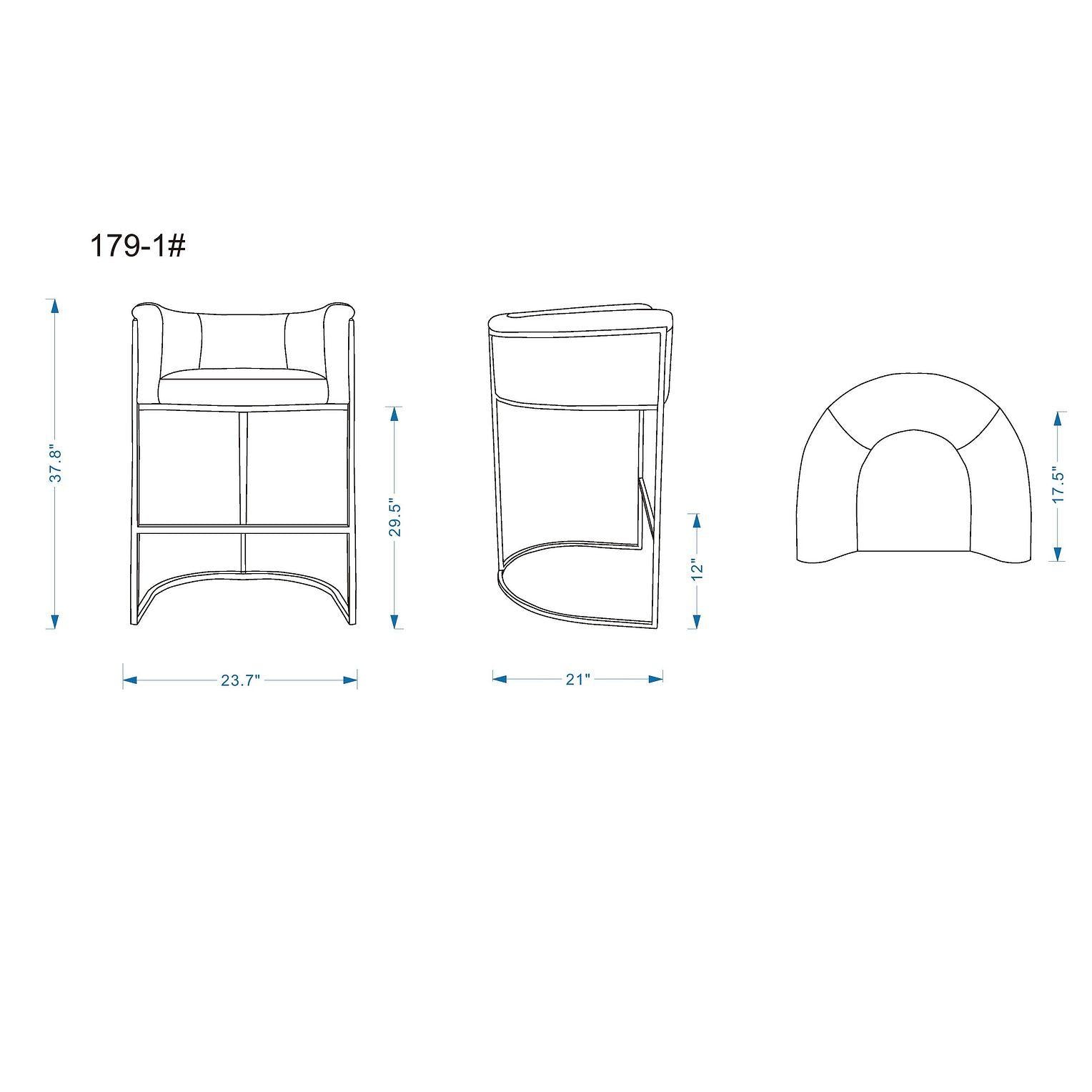 Manhattan Comfort Cosmopolitan 38"H Gray & Black Metal Barstool