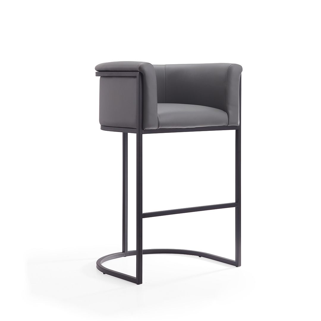 Manhattan Comfort Cosmopolitan 38"H Gray & Black Metal Barstool