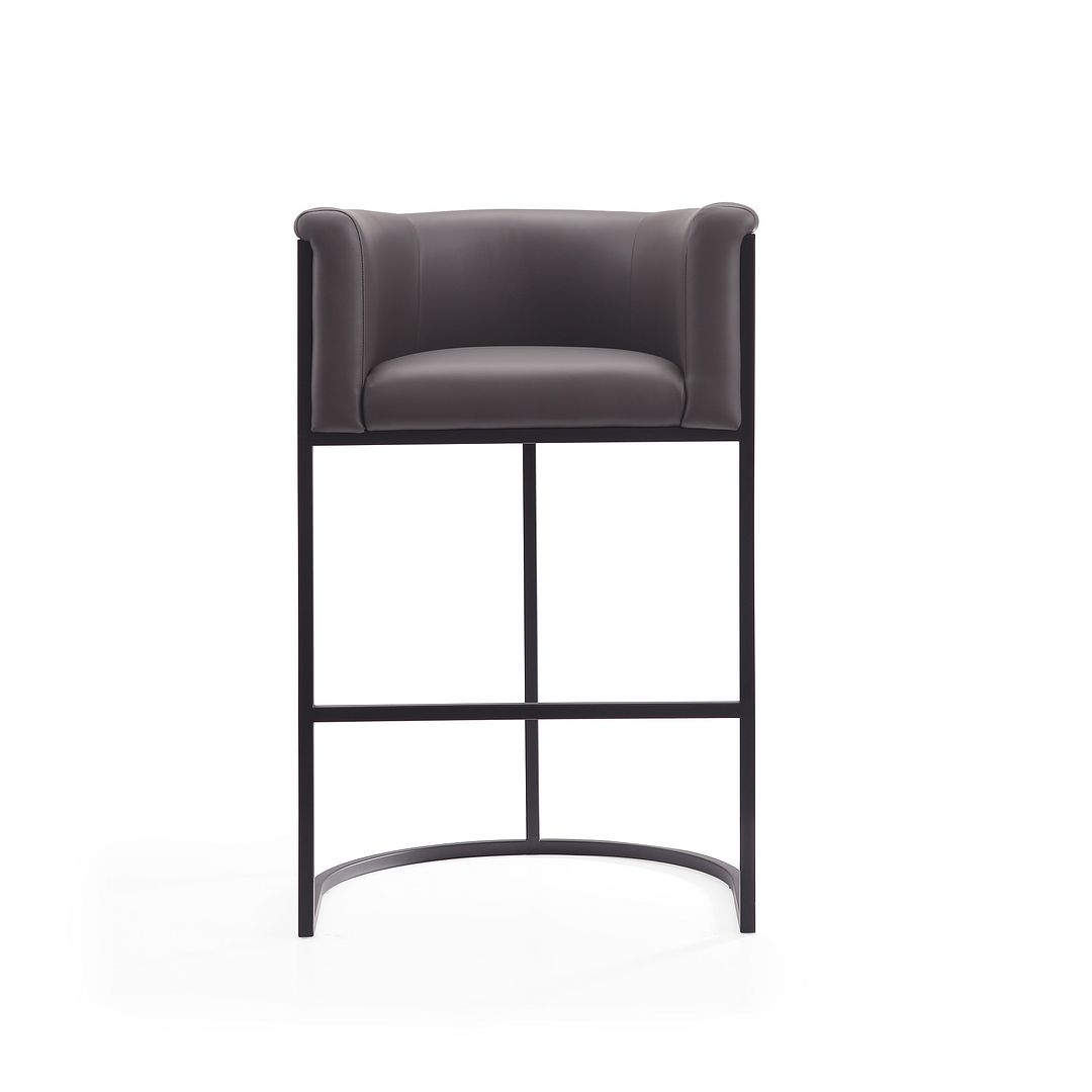 Manhattan Comfort Cosmopolitan 38"H Pebble & Black Metal Barstool