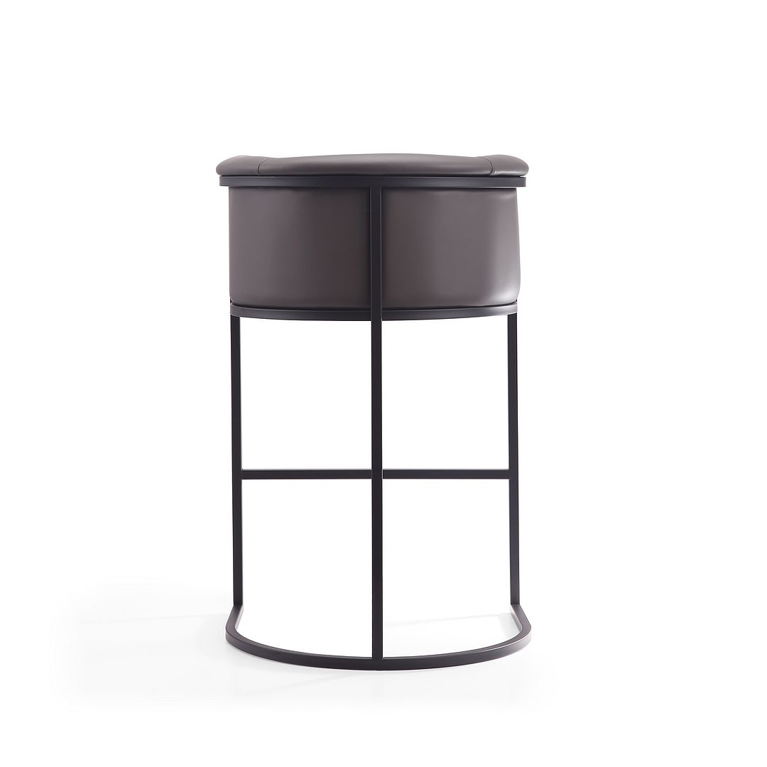Manhattan Comfort Cosmopolitan 38"H Pebble & Black Metal Barstool