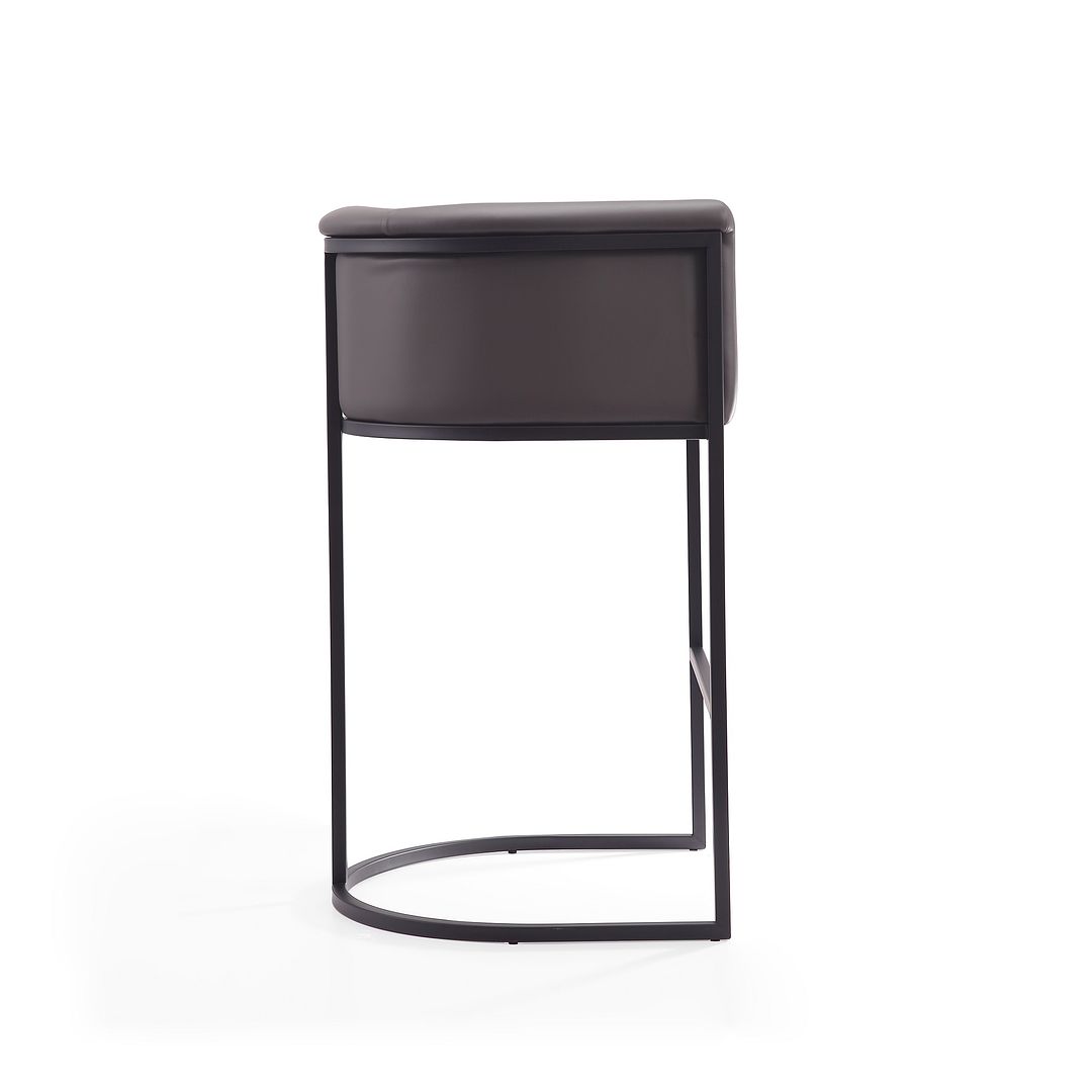 Manhattan Comfort Cosmopolitan 38"H Pebble & Black Metal Barstool