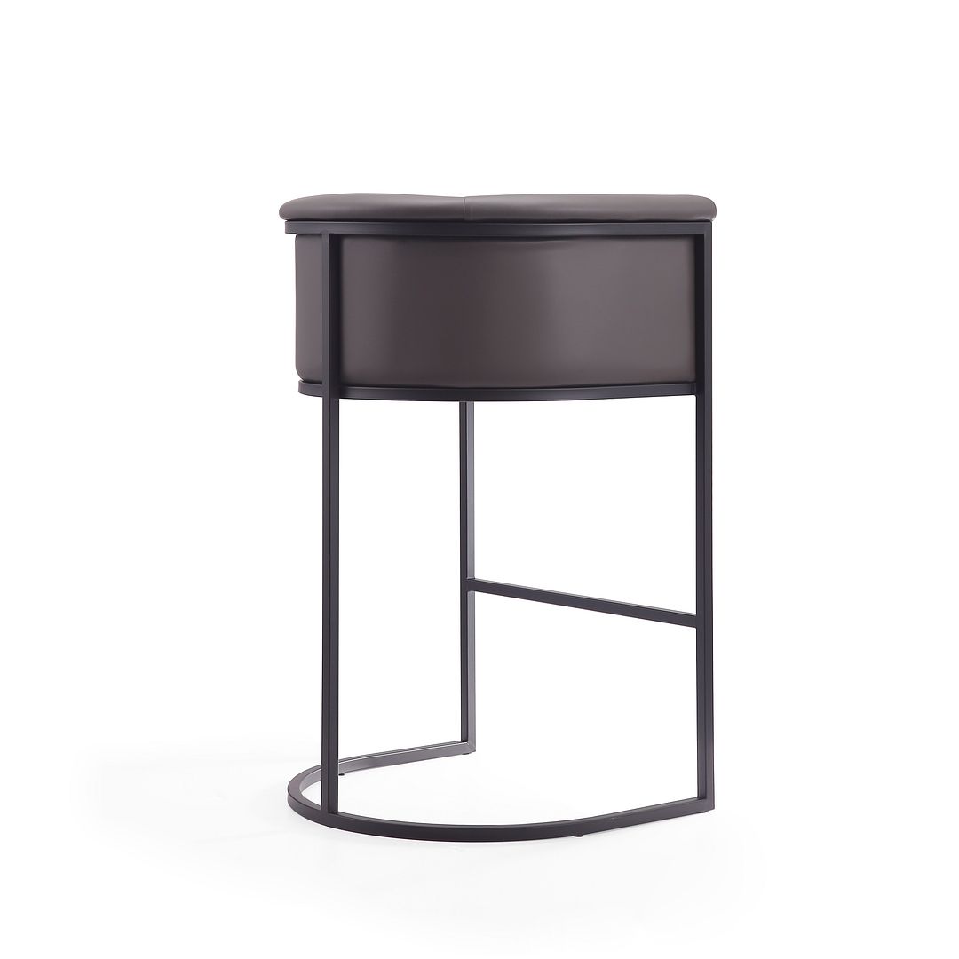 Manhattan Comfort Cosmopolitan 38"H Pebble & Black Metal Barstool
