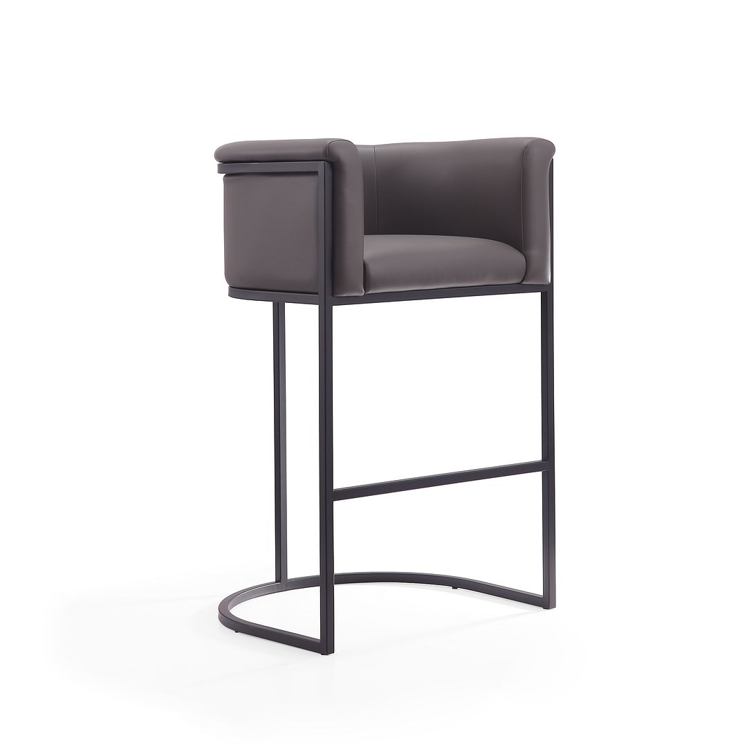 Manhattan Comfort Cosmopolitan 38"H Pebble & Black Metal Barstool