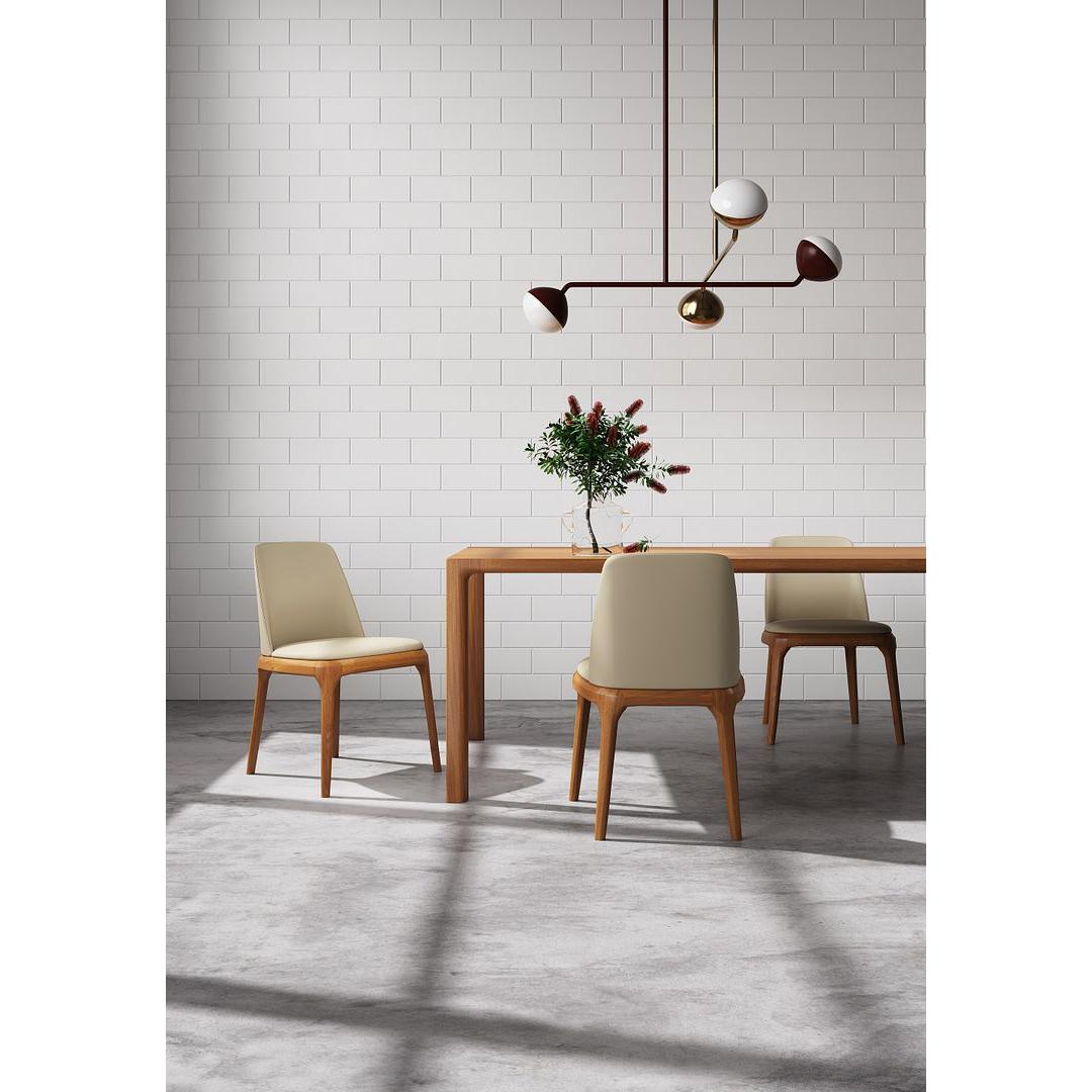 Manhattan Comfort Courding Tan & Walnut Faux Leather Dining Chair