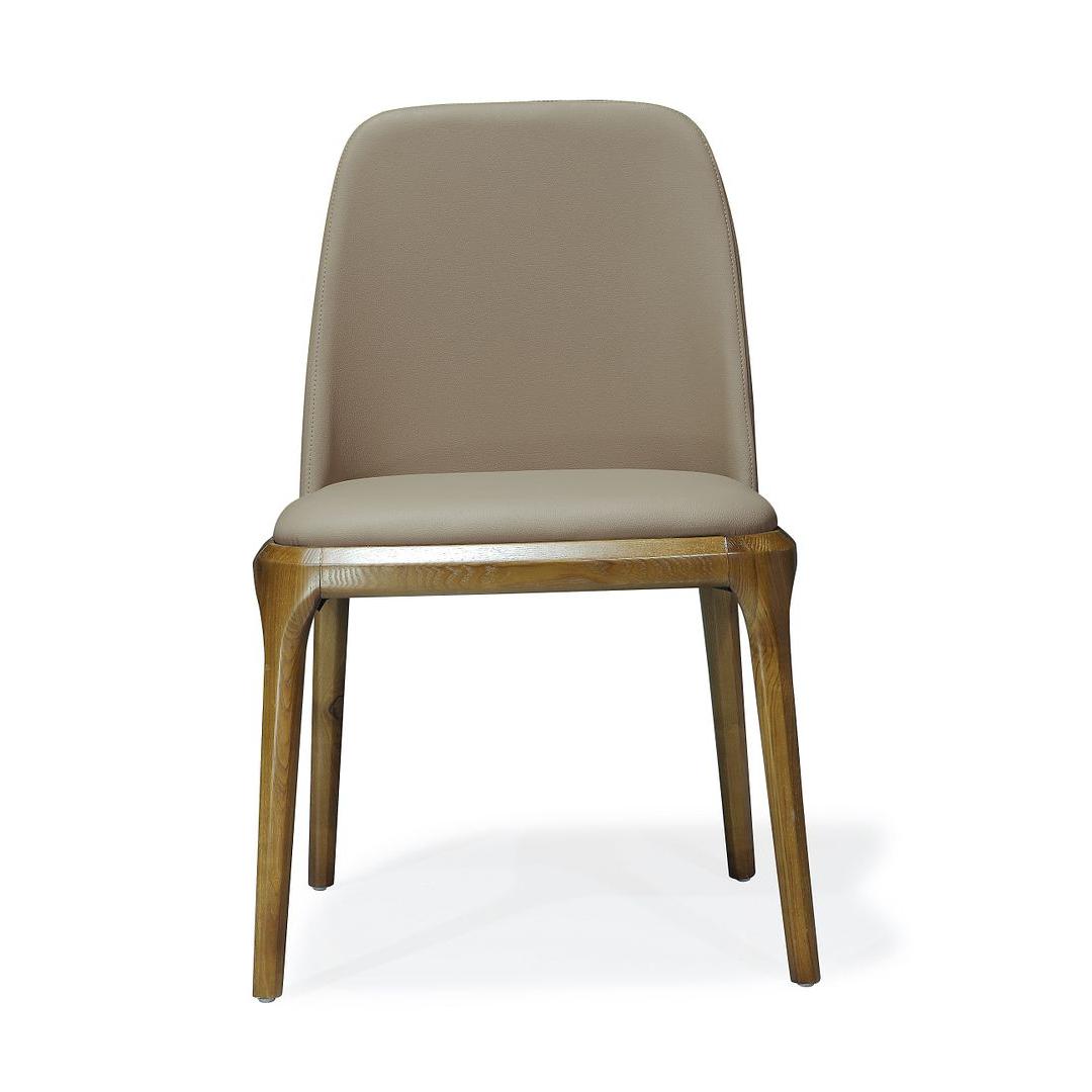 Manhattan Comfort Courding Tan & Walnut Faux Leather Dining Chair