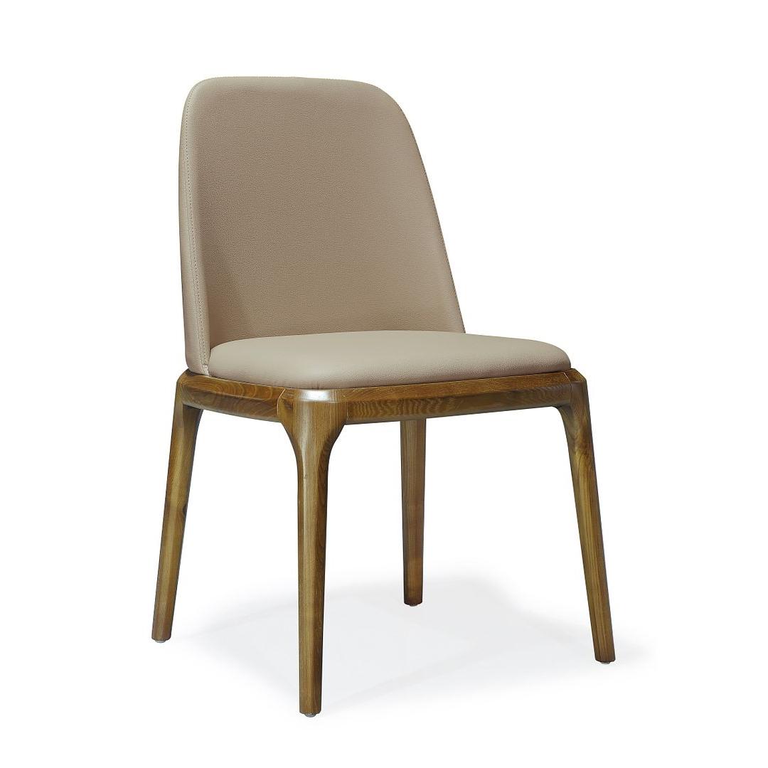 Manhattan Comfort Courding Tan & Walnut Faux Leather Dining Chair