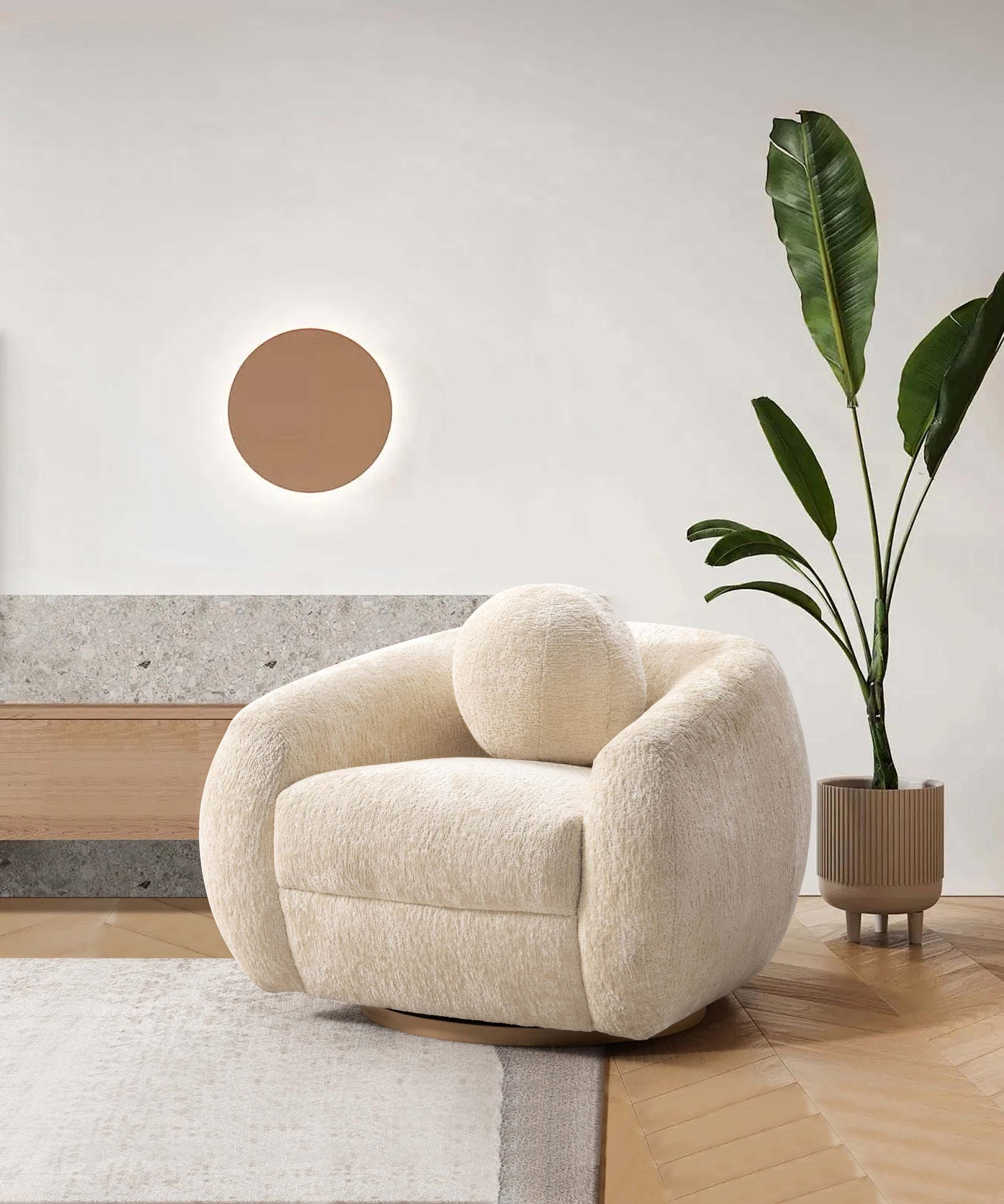 Manhattan Comfort Cream Modern Tribeca Chenille Accent Chair - Set of 2