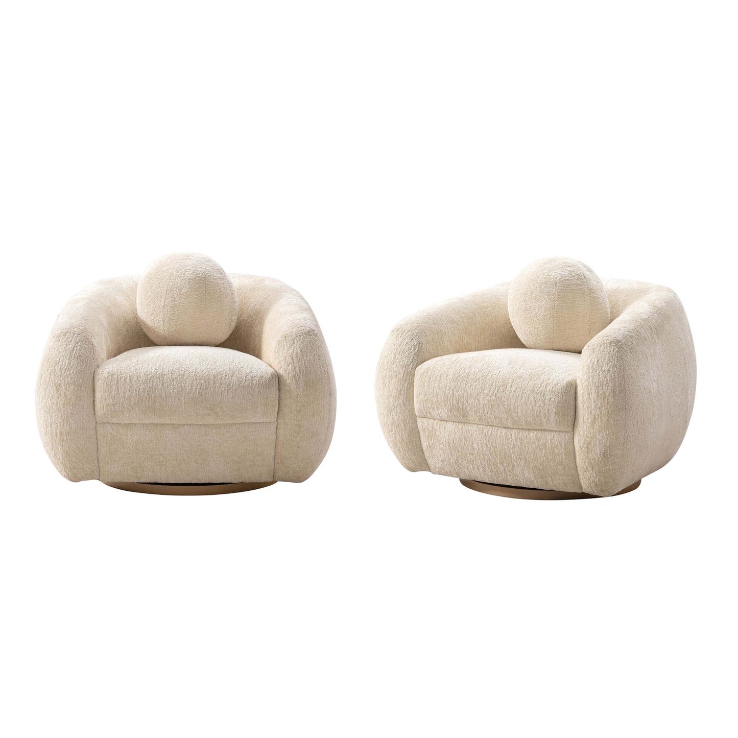 Manhattan Comfort Cream Modern Tribeca Chenille Accent Chair - Set of 2