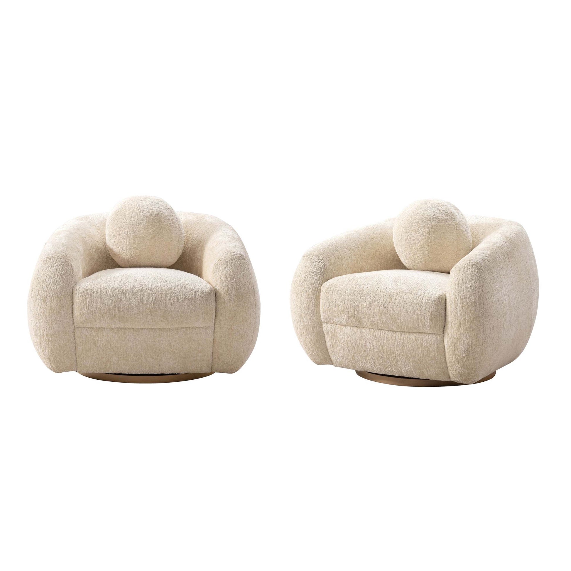 Manhattan Comfort Cream Modern Tribeca Chenille Accent Chair - Set of 2